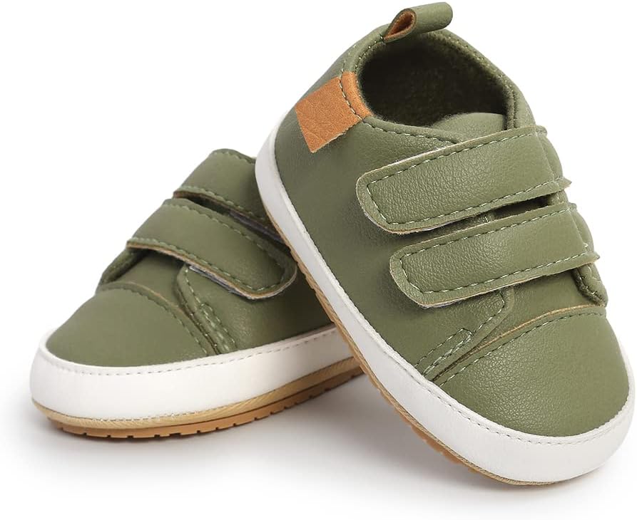 SOFMUO Baby Boys Girls High Top Ankle PU Leather Sneakers Soft Rubber Sole Infant Moccasins Newborn Oxford Loafers Anti-Slip Toddler Wedding Uniform Dress Shoes