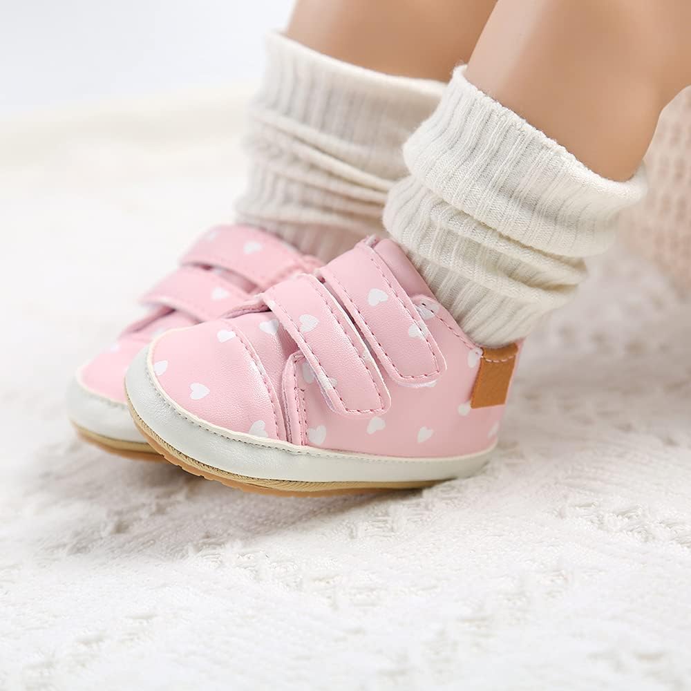 SOFMUO Baby Boys Girls High Top Ankle PU Leather Sneakers Soft Rubber Sole Infant Moccasins Newborn Oxford Loafers Anti-Slip Toddler Wedding Uniform Dress Shoes