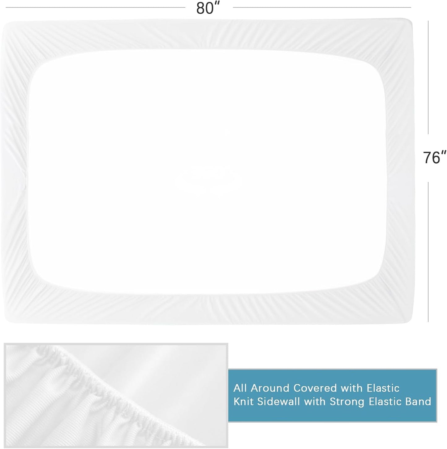 2 Pack King Mattress Protector Waterproof, Noiseless & Soft Coverage King Size Mattress Cover Fitted Sheets with Deep Pocket up to 14", Super Breathable & Easy Wash Mattress Protector