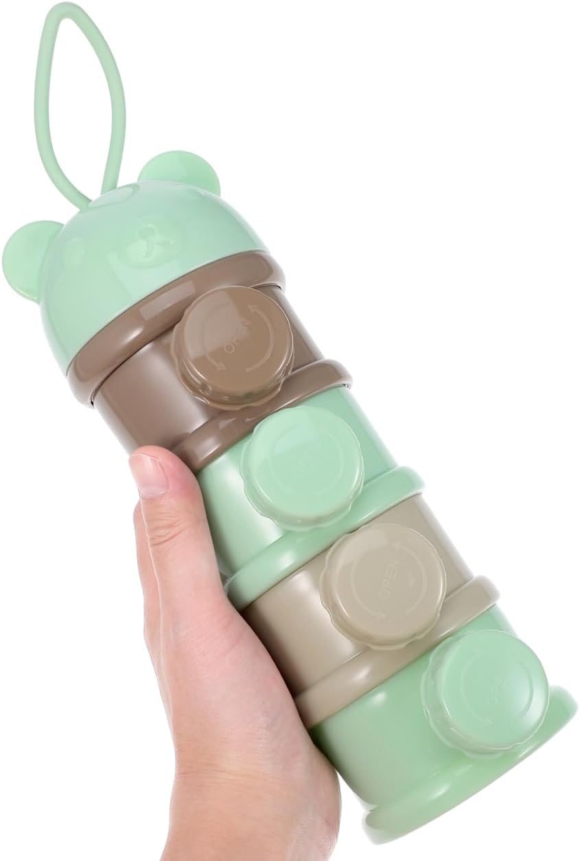 IMIKEYA Stackable Formula Dispenser - 4-Layer Milk Powder Container for Travel Light Green