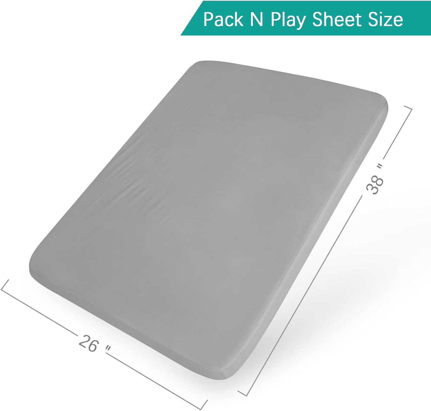 Biloban Pack and Play Sheets Waterproof 2 Pack Fitted, Compatible with Baby Graco Pack n Play/Playard and Other 38" X 26" Playpen Mattress, Grey & Pink