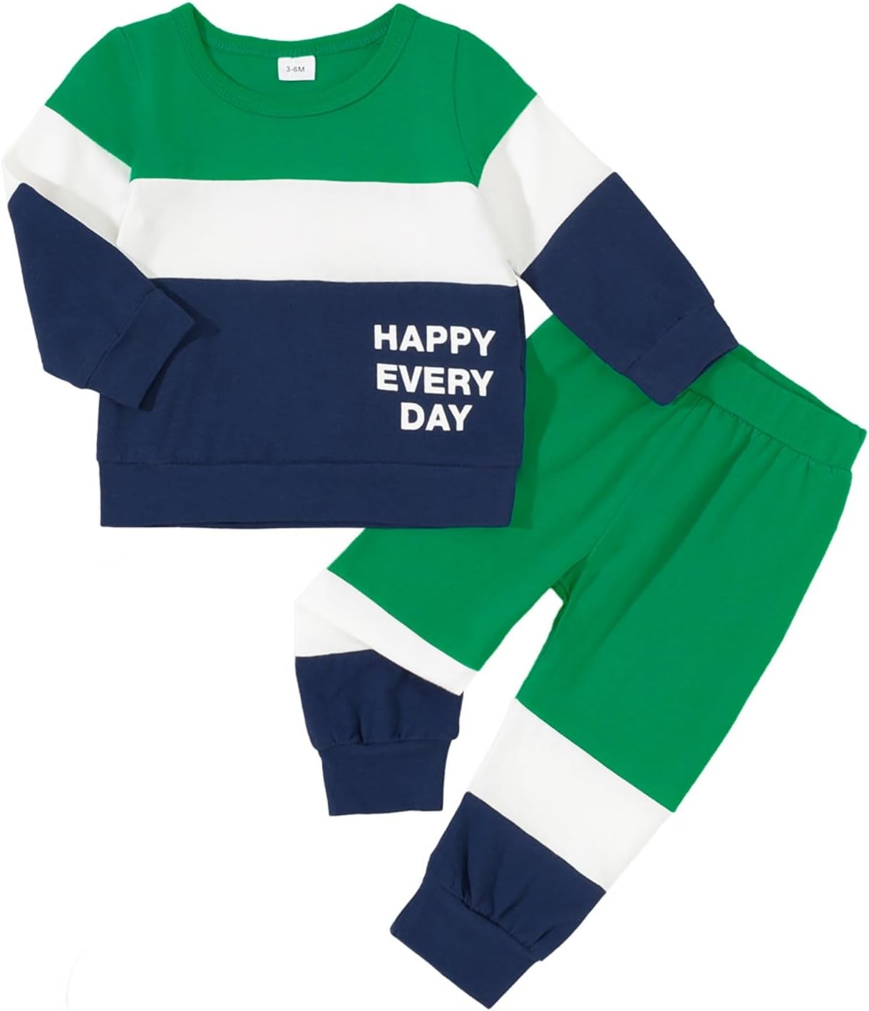 Toddler Baby Boy Outfits Fall Winter Clothes Color Block Long Sleeve Sweatshirt Tops + Jogger Pants Set 2PCS