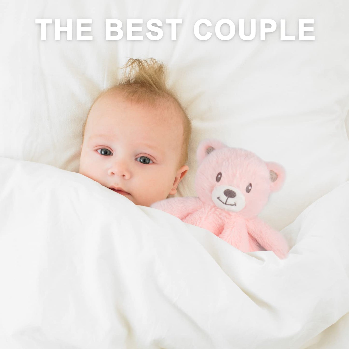 Baby Bear Security Blanket Soft Minky Baby Lovey Animal Plush Blanket Unisex Lovie Gift for Toddler, Boys and Girls, 13.5 Inch Pink