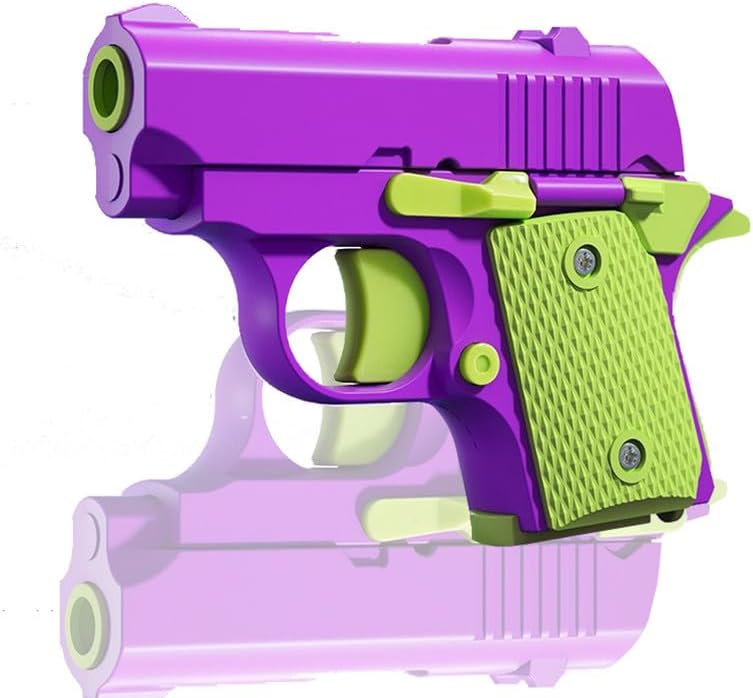 Easter Basket Stuffers,1911 3D Printed Small Pistol Toys, Stress Relief Pistol Toys for Adults, Suitable for Relieving ADHD, Anxiety,Easter Fillers Easter Gifts for Boys(Purple&Green)