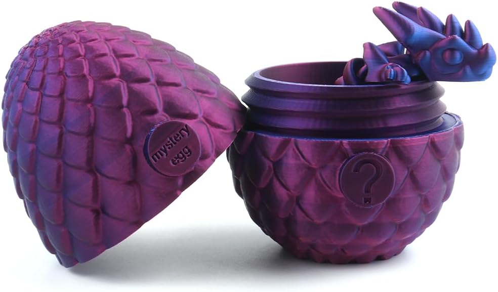 STONESTAR 3D Printed Dragon Fidget Toys, 12" Full Articulated Dragon in Mystery Egg, Home Office Decor Executive Desk Toys Xmas/Easter Gift for Dragon Lovers (Laser Purple)