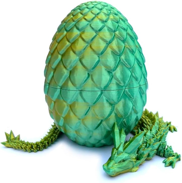 3D Printed Dragon Egg, 12inch Dragon Fidget Toys with Wings Easter Basket Stuffers Executive Desk Toys Crystal Dragon for Autism/ADHD Home Office Decor