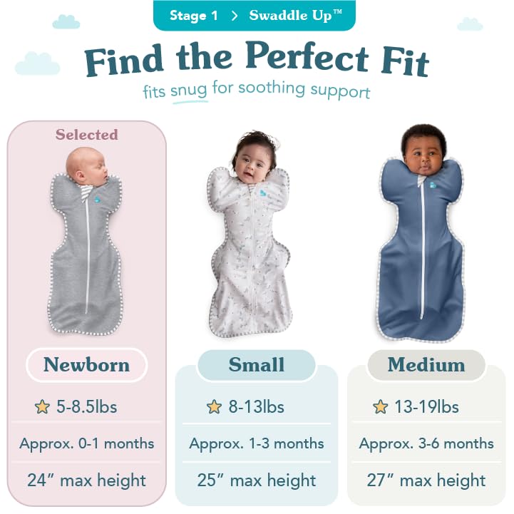 Love to Dream Swaddle UP, Baby Sleep Sack, Self-Soothing Swaddles for Newborns, Get Longer Sleep, Snug Fit Helps Calm Startle Reflex, New Born Essentials for Baby, 1.0 TOG, 5-8.5 lbs, Dreamer