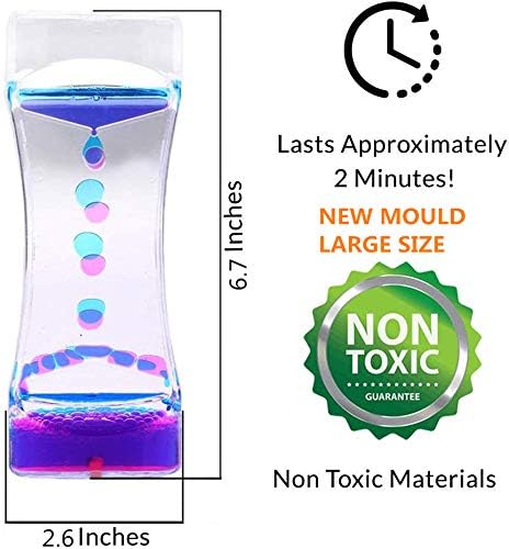 YUE MOTION Liquid Motion Bubbler Visual Sensory Toys, 2 Minute Liquid Timer– New Big Calming Sensory Bubbler Toy- Colorful Liquid Hourhlass for Stocking Stuffers, Easter Basket Stuffers(Pack of 2)