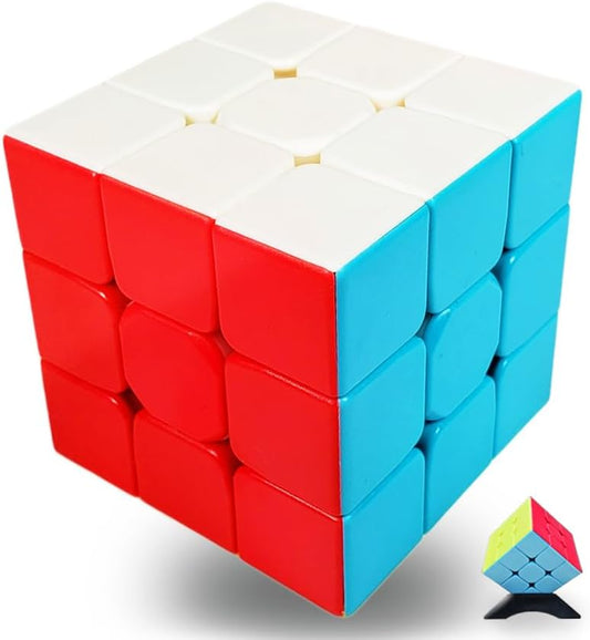 Speed Cube 3x3 Stickerless with Stand and Tutorial – Easy Turning, Smooth Play, Durable Magic Puzzle Toy for Kids and Adults