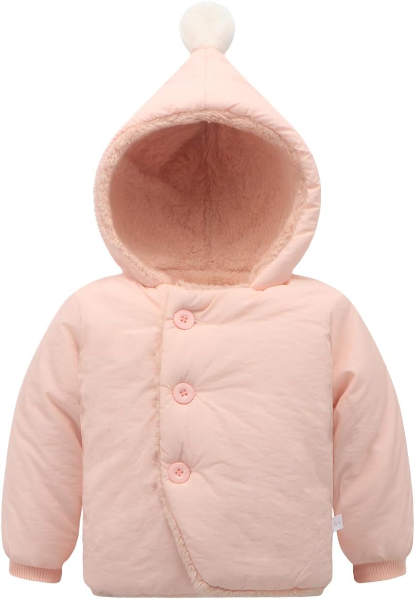 Baby Girl Winter Fleece Jacket Toddler Boy Puffer With Hood Coat Infant Clothes