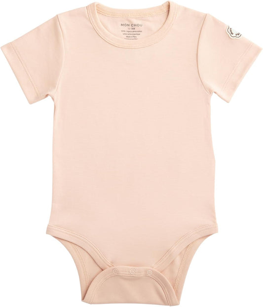MON CHOU Premium Short Sleeve Bodysuit - Luxuriously Soft, 100% Pima Cotton Baby Bodysuit - Organic Cotton Baby Clothes
