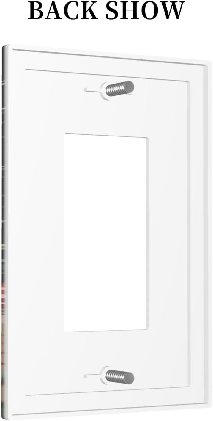 Moon Star Red Mushroom Forest Butterfly Green Plant Decorative Outlet Covers 1 Gang Single Rocker Light Switch Cover Plate Wall Plates GFCI Faceplate for Kids Room Home Decor