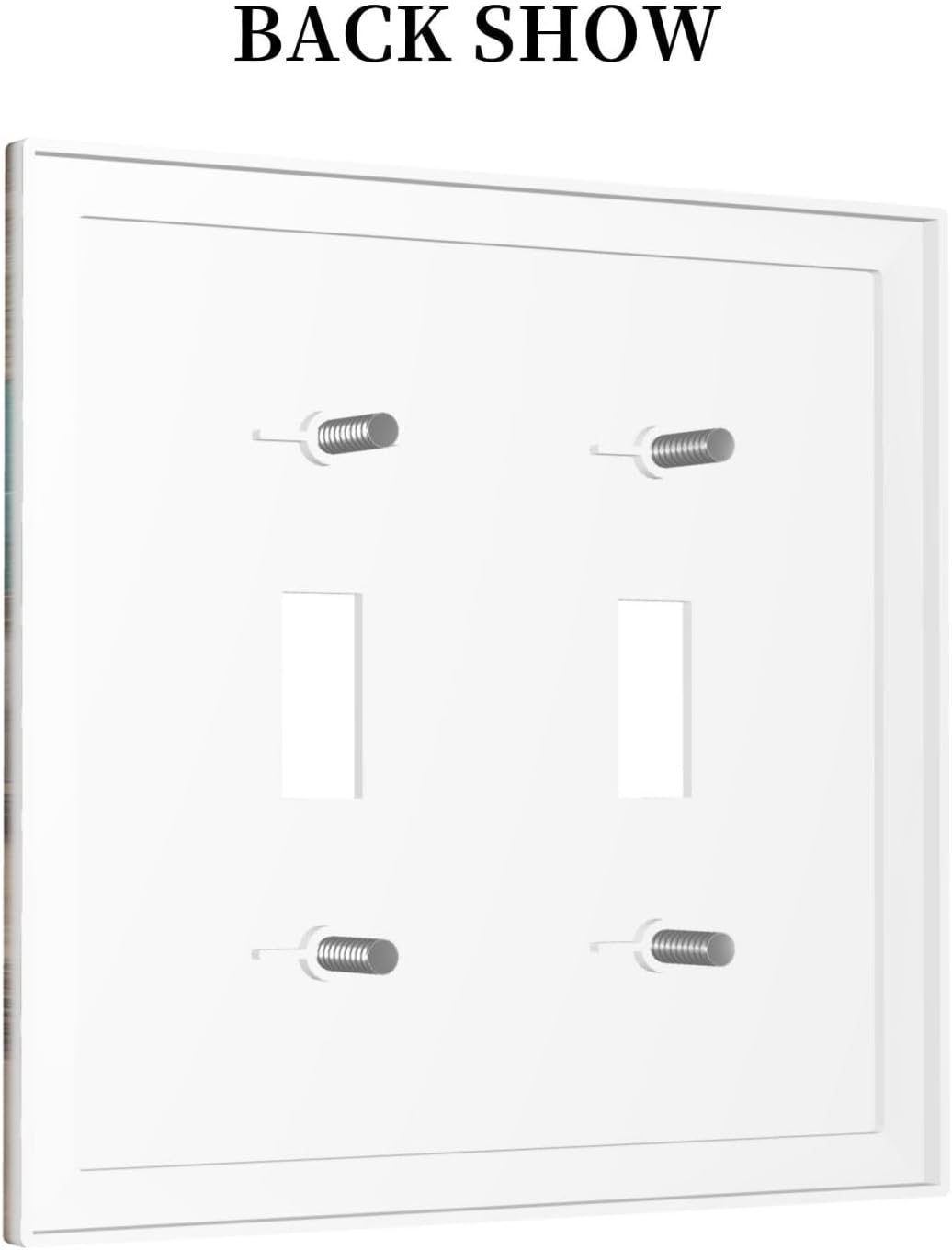 Decorative Switch Plates Vintage Wood Brown Turquoise Splicing 2 Gang Double Toggle Outlet Light Switch Cover Wall Plate Electrical Faceplate For Farmhouse Cabin Decor