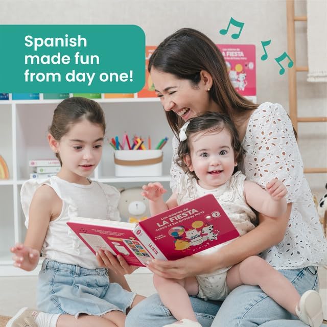 Binibi Spanish Musical Book Colors at The Birthday Party | Spanish Learning for Kids | Bilingual Children's Book | Bilingual Book for Babies & Toddlers 1-3 | Libro en español para bebés