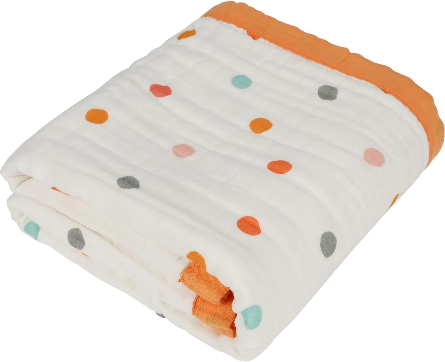 Organic Cotton Muslin Baby Blanket for Boys and Girls - Luxurious Soft Toddler Quilt for Swaddling - Gender Neutral Blankets Makes a Great Bright Dot