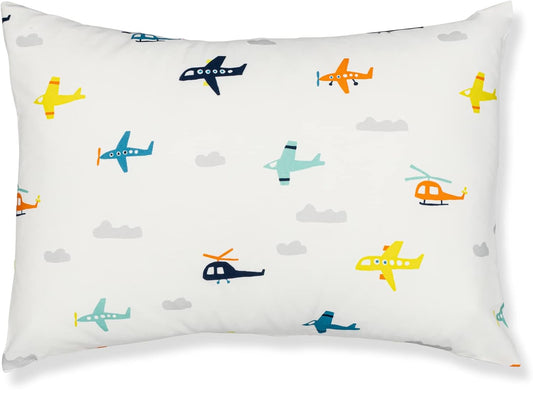 100% Cotton Toddler Pillowcase by ADDISON BELLE - Fits Both 13"x18" and 14"x19" Pillows - Soft, Durable & Breathable (Airplanes)