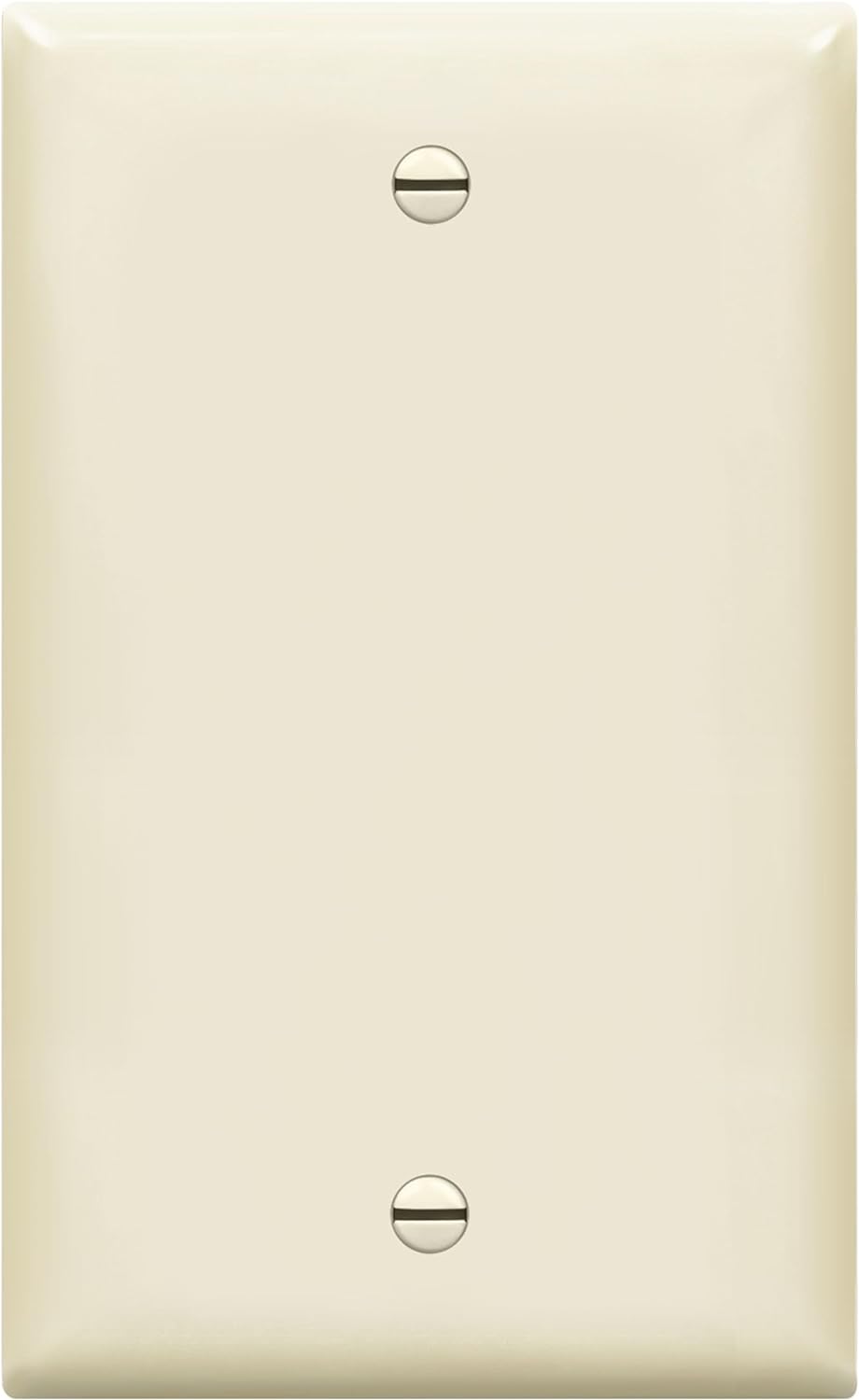 ENERLITES Blank Device Wall Plate, Gloss Finish, Standard Size 1-Gang 4.50" x 2.76", Polycarbonate Thermoplastic, 8801-LA, Light Almond