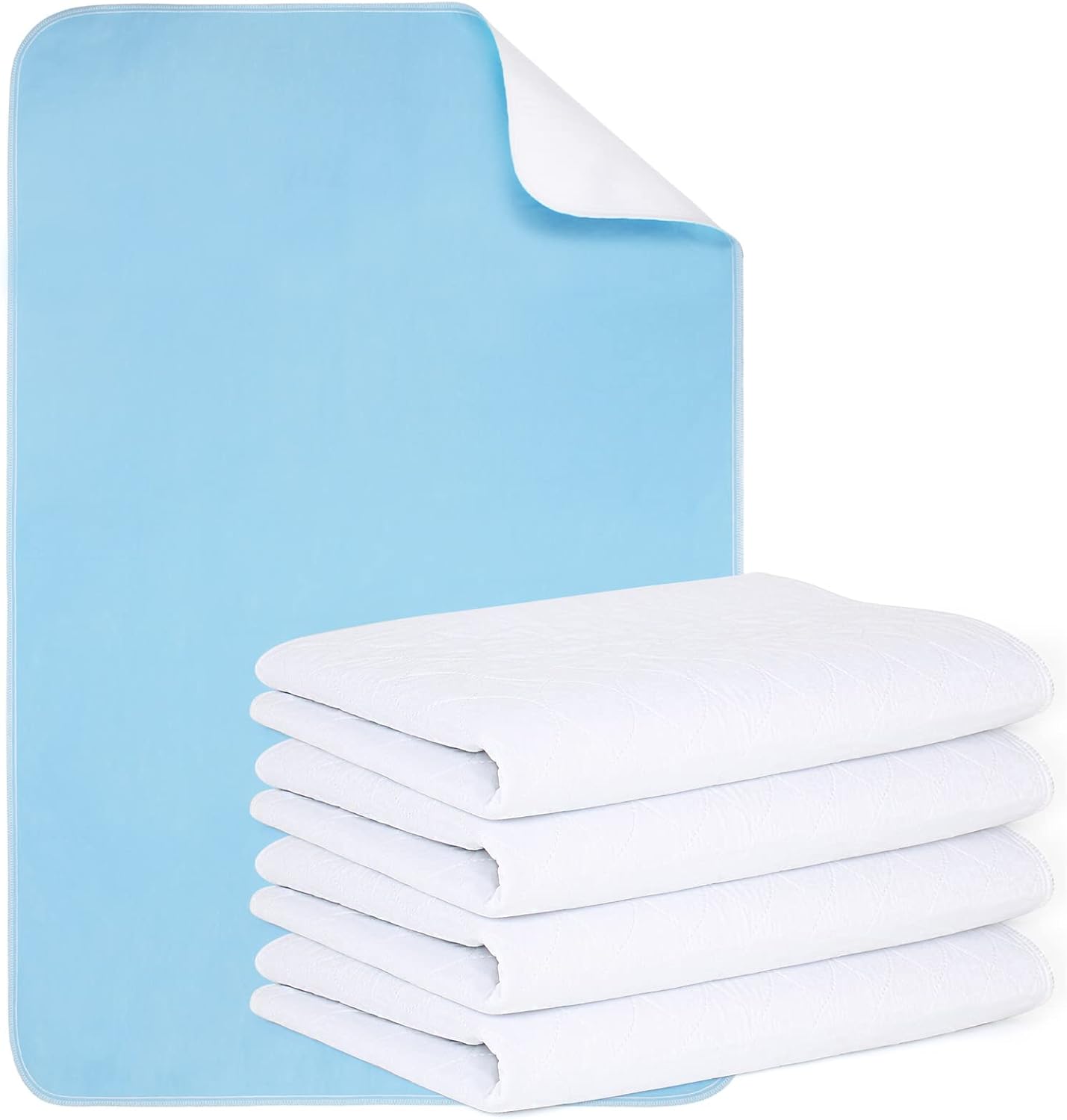 Reusable Incontinence Bed Pads (4 Packs), washable bed pad, Heavy Absorbency (4-Layer) Waterproof Bed Pads 18"X24", nonslip & Skin-friendly, Multi-scenes tailor to Kids, Adults, Elderly & Pets