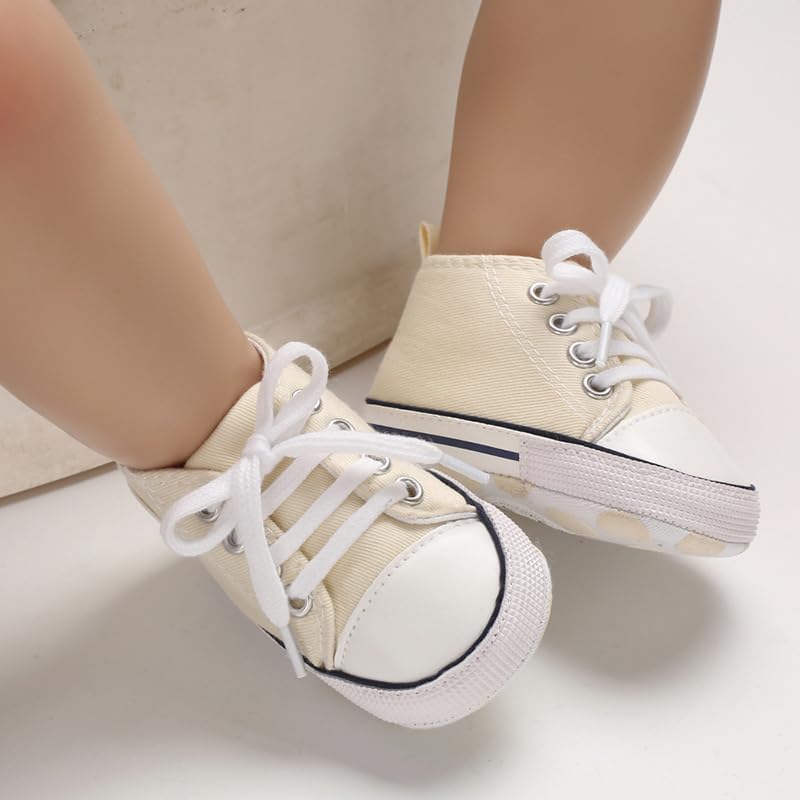 Unisex Baby Girls Boys Canvas High-top Shoes, Newborn Infant Anti-Slip Soft Sole Frist Walking Breathable Sneakers