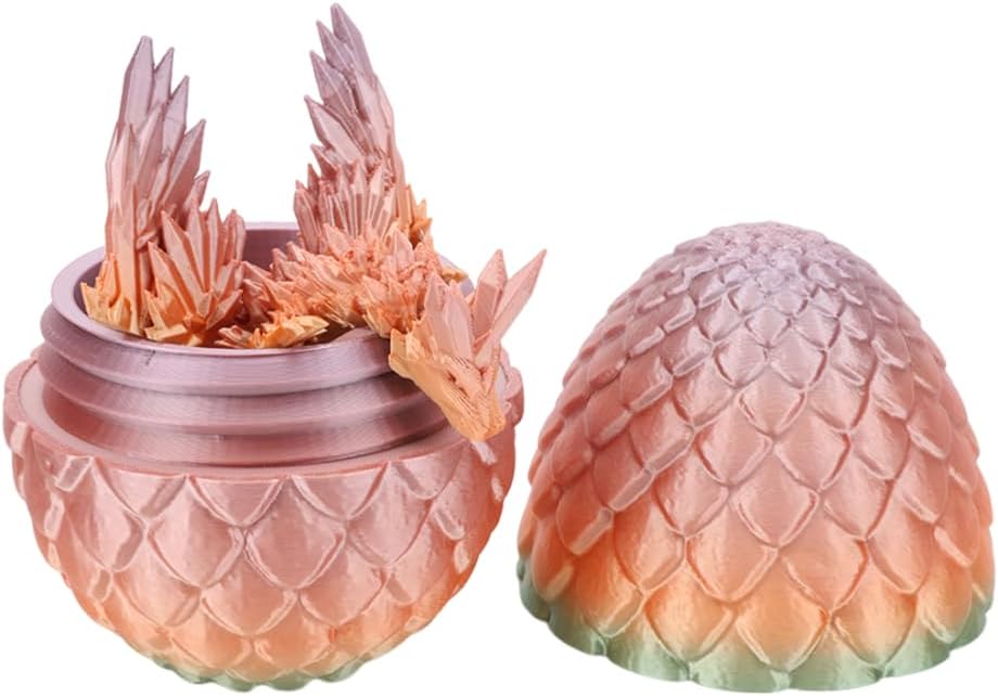 Cessfle 3D Printed Dragon in Egg, Fly Dragon Egggs with Dragon Inside Full Articulated Dragon Egggs for House of Dragon Crystal Fidget Dragon Egg Toys, Home Office Decor Executive Desk Toy