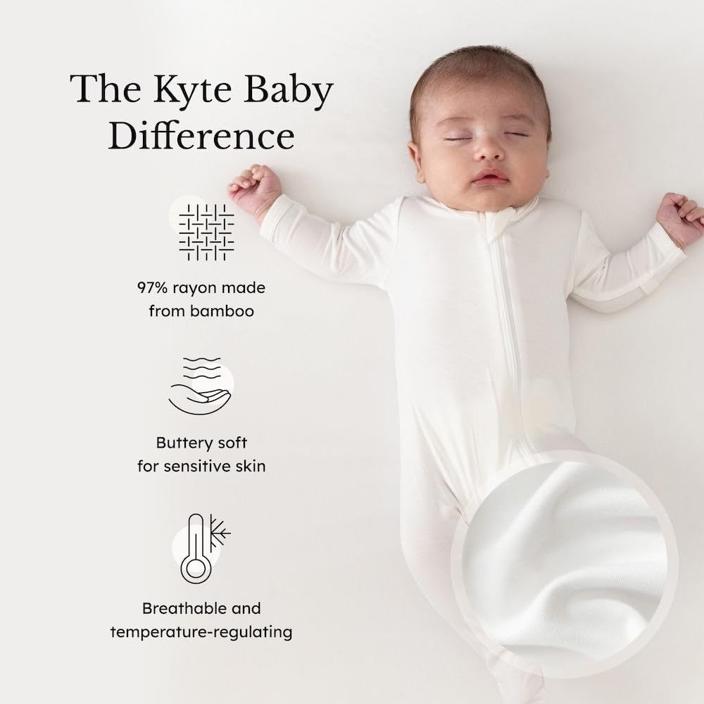 KYTE BABY Unisex Zipper Closure Footies, Rayon Made From Bamboo, 0-24 Months