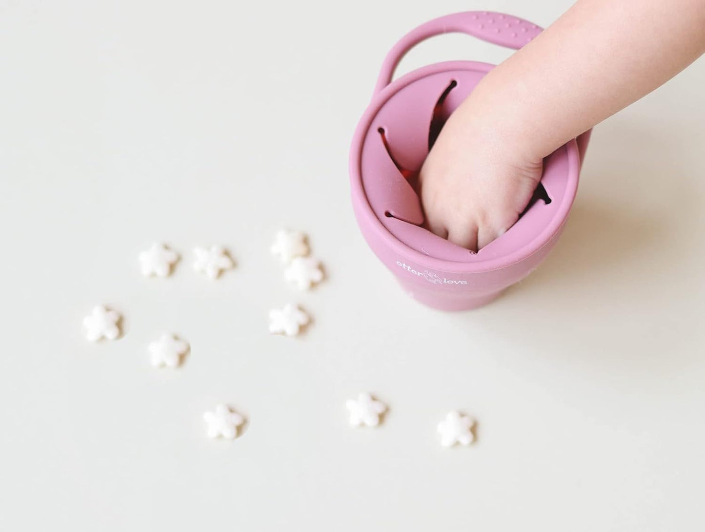 otterlove Collapsable Silicone Snack Container With Attachable Lid | 100% Pure LFGB Platinum Silicone with No Fillers | Snack Cup (2 Pack - Woodchuck & Sand)