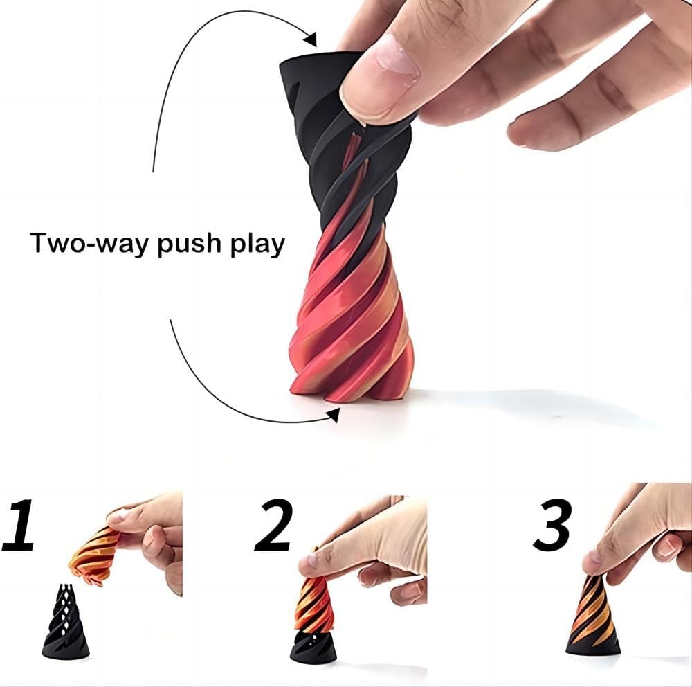 Impossible Pyramid Passthrough Sculpture, Pass Through Pyramid Fidget Toy, 3D Printed Spiral Cone Toy, Mini Vortex Thread Illusion, Pyramid Passthrough Sculpture (Two)