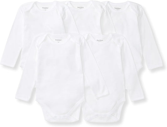 Burt's Bees Baby Unisex Organic Cotton Short and Long Sleeve Bodysuits, 5-Pack
