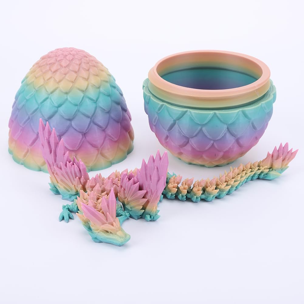 Cessfle 3D Printed Dragon in Egg, Fly Dragon Egggs with Dragon Inside Full Articulated Dragon Egggs for House of Dragon Crystal Fidget Dragon Egg Toys, Home Office Decor Executive Desk Toy