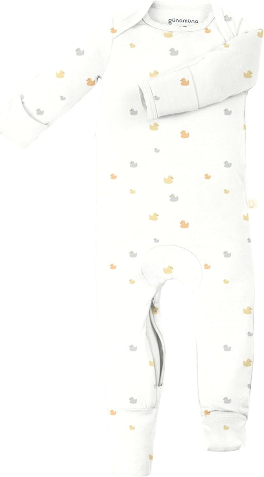 GUNAMUNA Unisex Baby Toddler Ultra-Soft Convertible Pajama, Footie or Romper Sleeper with Diaper Zipper, Newborn to 24 Months