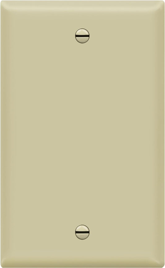 ENERLITES Blank Device Wall Plate, Gloss Finish, Standard Size 1-Gang 4.50" x 2.76", Polycarbonate Thermoplastic, 8801-I, Ivory