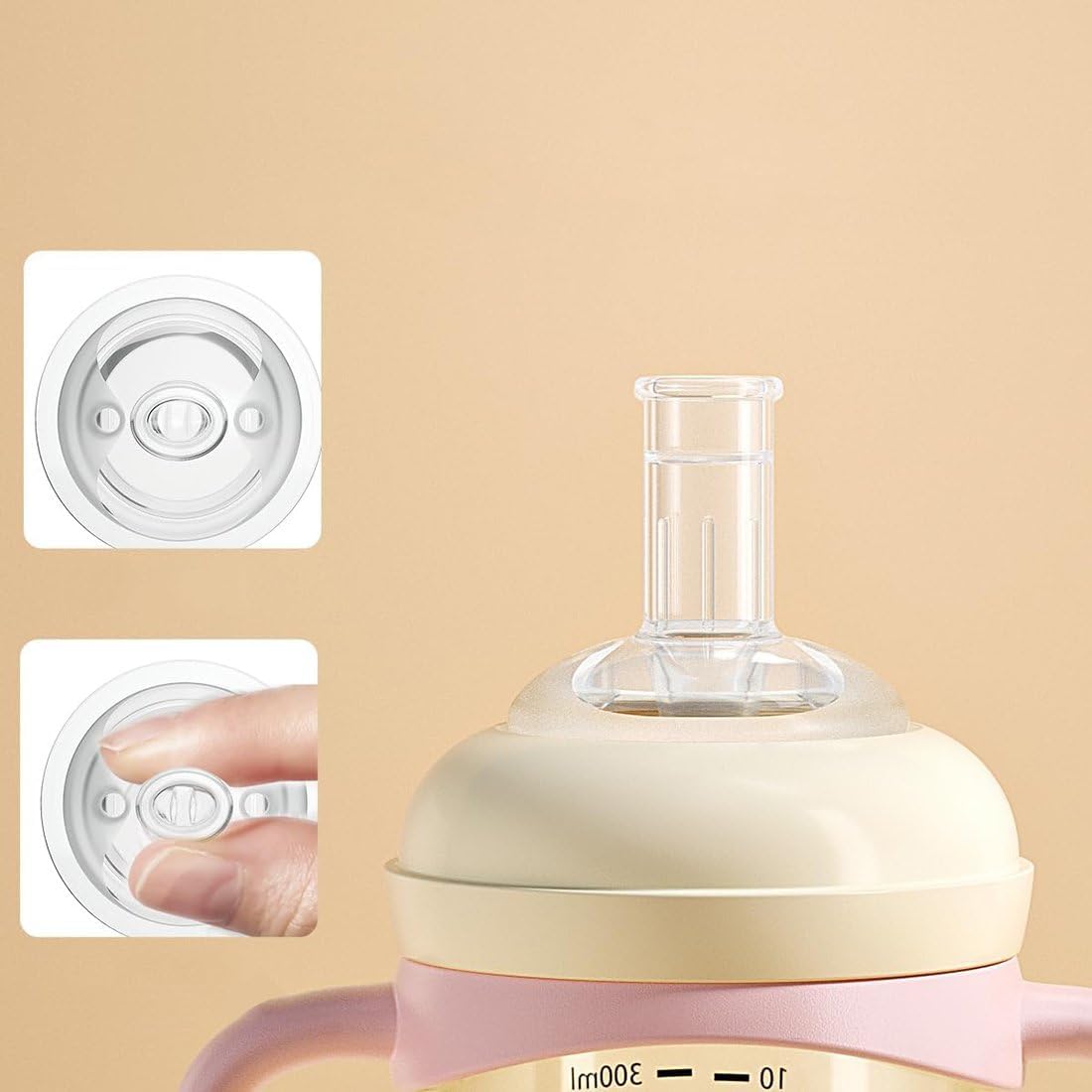 Toddler Sippy Cup 10oz, Weighted Straw Baby Drinking Water Bottle with Valved Spout for 6+ Months, 300ml/Orange/3Pack