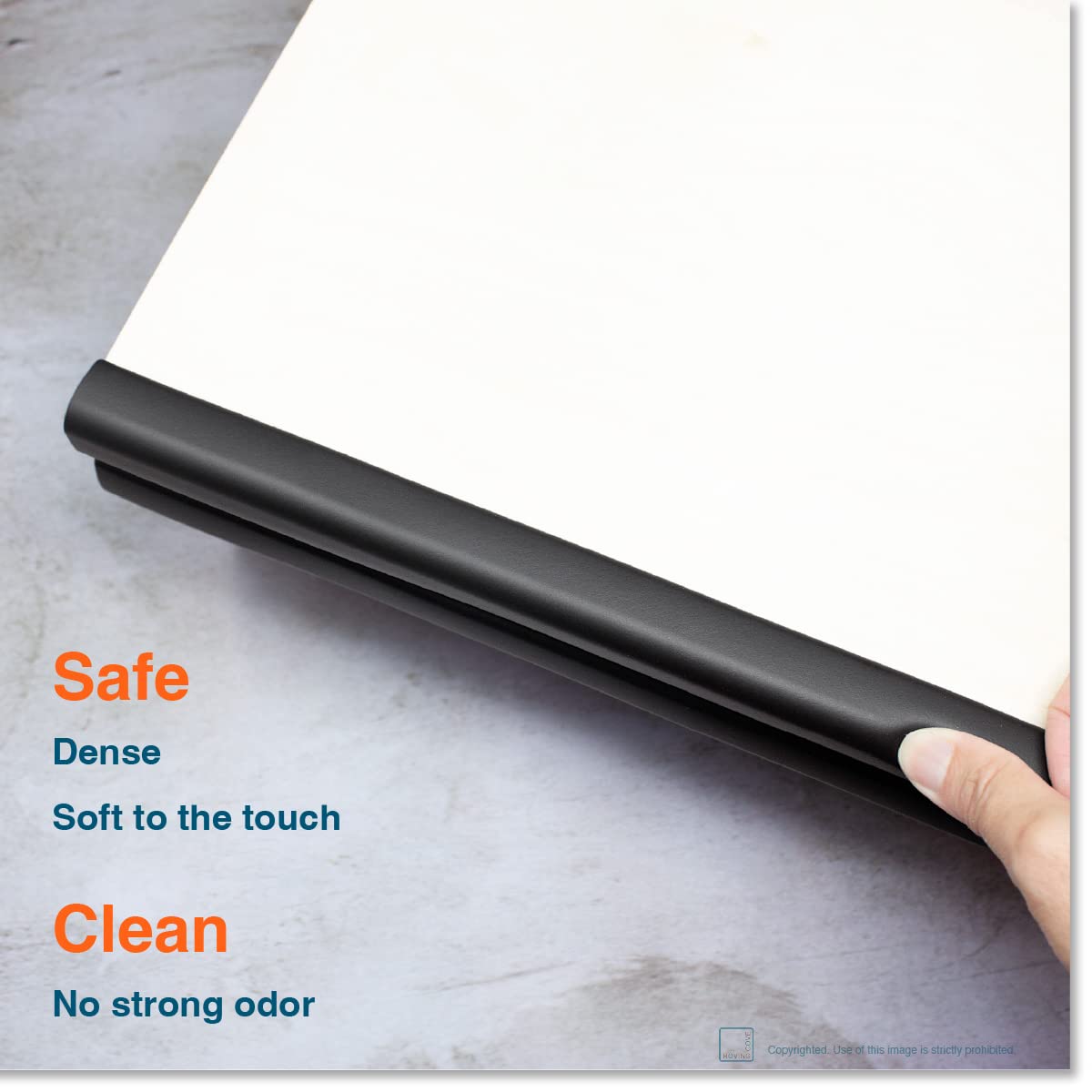 Roving Cove Slim-Fit Edge Protector for Baby Proofing (9ft Small Edge Only), Soft Rubber Foam, Furniture Edge Bumper Guard, Desk Edge Cushion, 3M Adhesive, Onyx Black