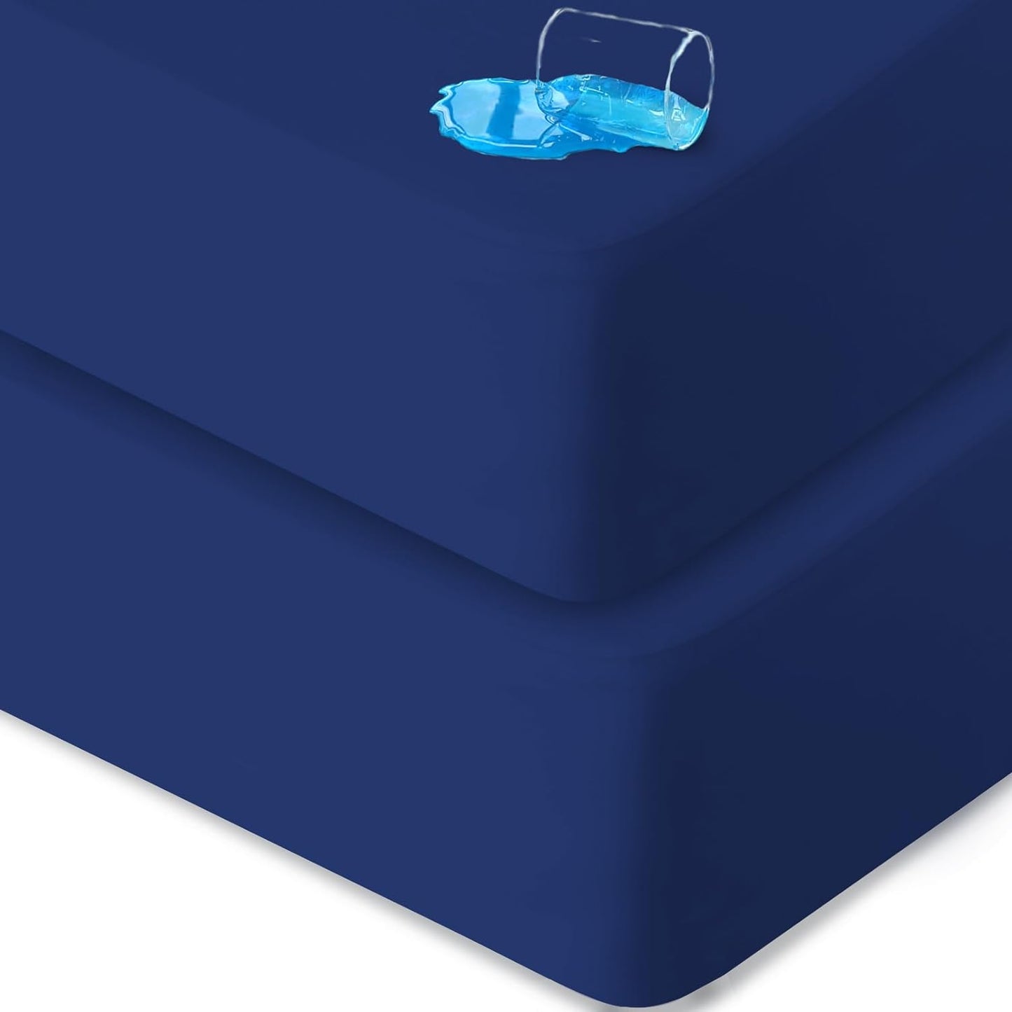 Crib Sheets Waterproof 2 Pack, Crib Mattress Protector, Toddler Fitted Crib Sheet Neutral, Ultra Soft & Breathable Toddler Bed Sheets for Boys and Girls, Navy