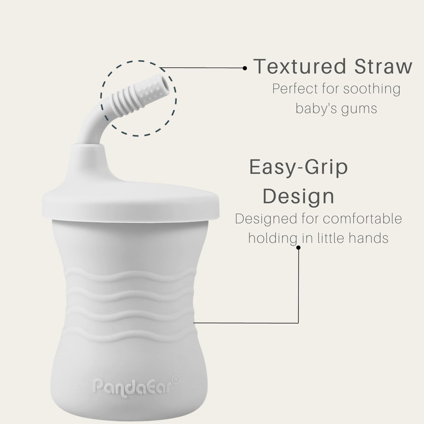 PandaEar Silicone Training Cup, 3 Pack Baby Drinking Sippy Cups with Straw for Baby and Toddler 6 Months+ (Dark Blue/Light Blue/Gray)