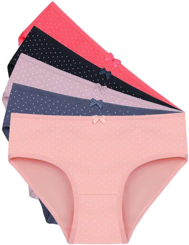 Donella Girls' Soft Cotton Underwear - Kids Bikini Brief Panties for Girls and Toddlers 5-Pack, Age: 2-15
