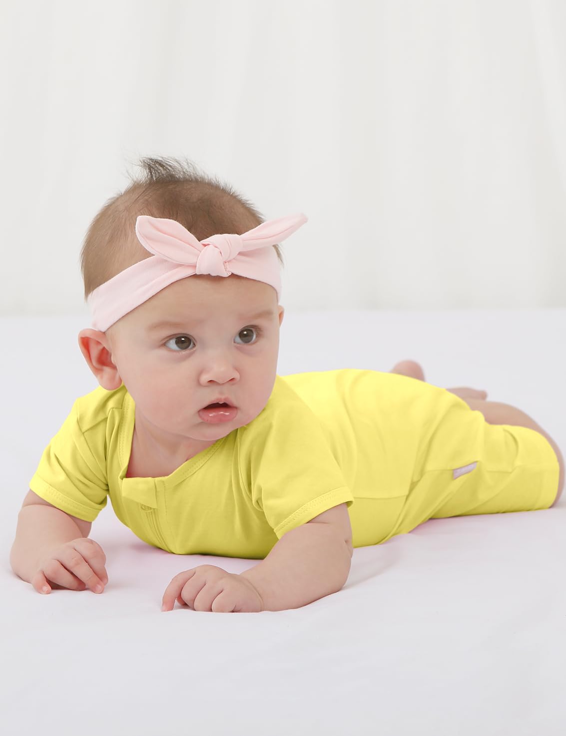 Jimonda Baby Rompers Cotton Baby Boys Baby Girls Short Sleeve Sleepers Pjs Two Way Zipper One-piece Neutral Sleep and Play