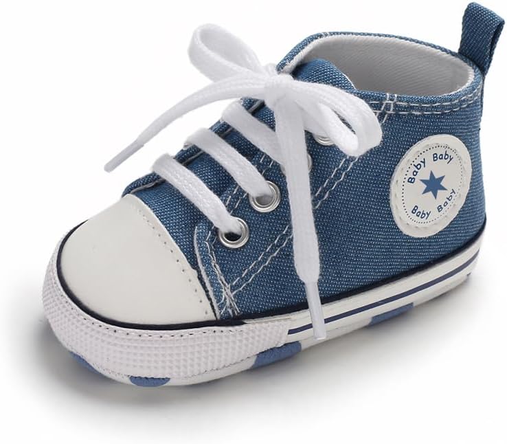 Unisex Baby Girls Boys Canvas High-top Shoes, Newborn Infant Anti-Slip Soft Sole Frist Walking Breathable Sneakers