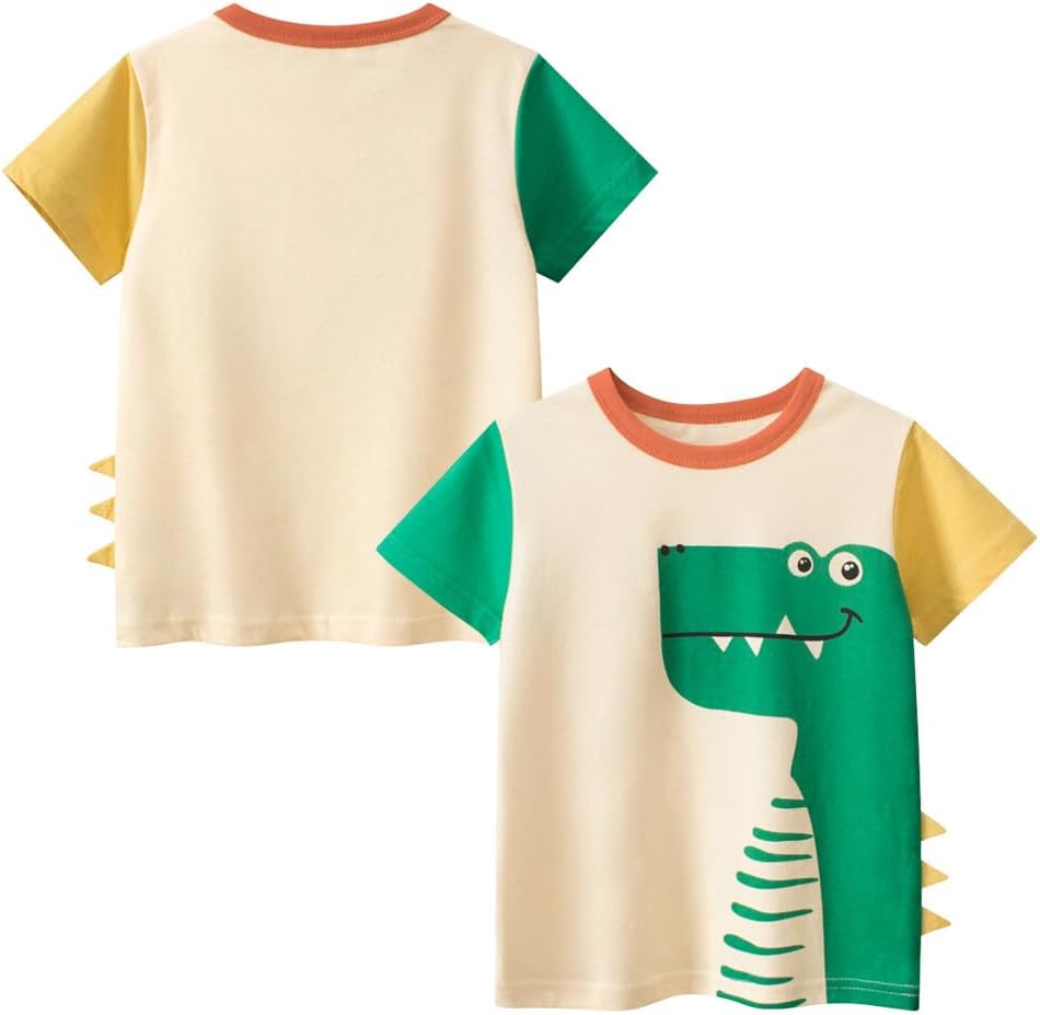 Boys' 4-Pack Excavator Short Sleeve Crewneck T-Shirts Top Tee Size 2-7 Years Toddler Boys' Value Pack Cotton T-Shirt