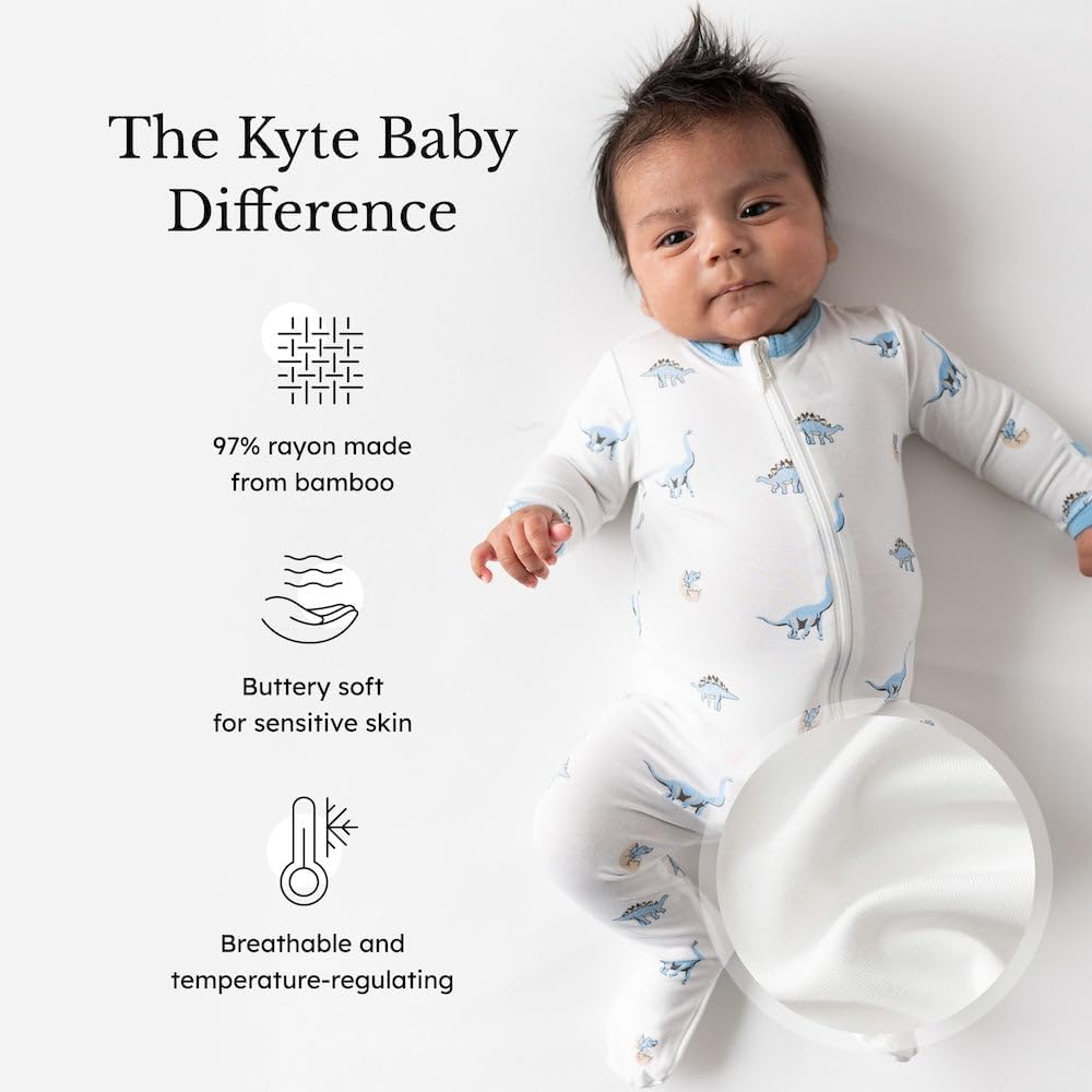 KYTE BABY Unisex Zipper Closure Footies, Rayon Made From Bamboo, 0-24 Months
