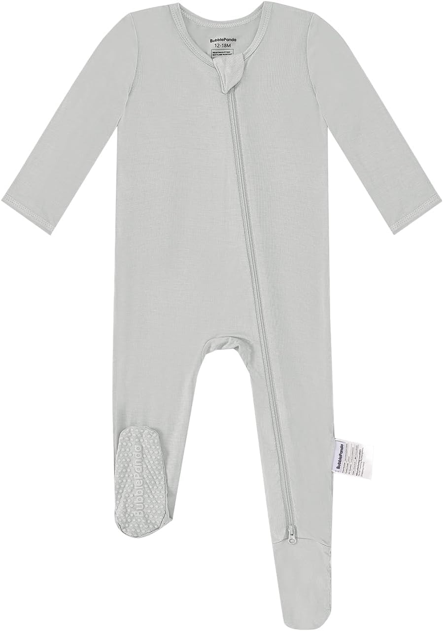 BubblePanda Rayon Made From Bamboo Baby Pajamas Baby Clothes for Boys Girls Unisex Zip-Front Non-Slip Onesie Sleeper