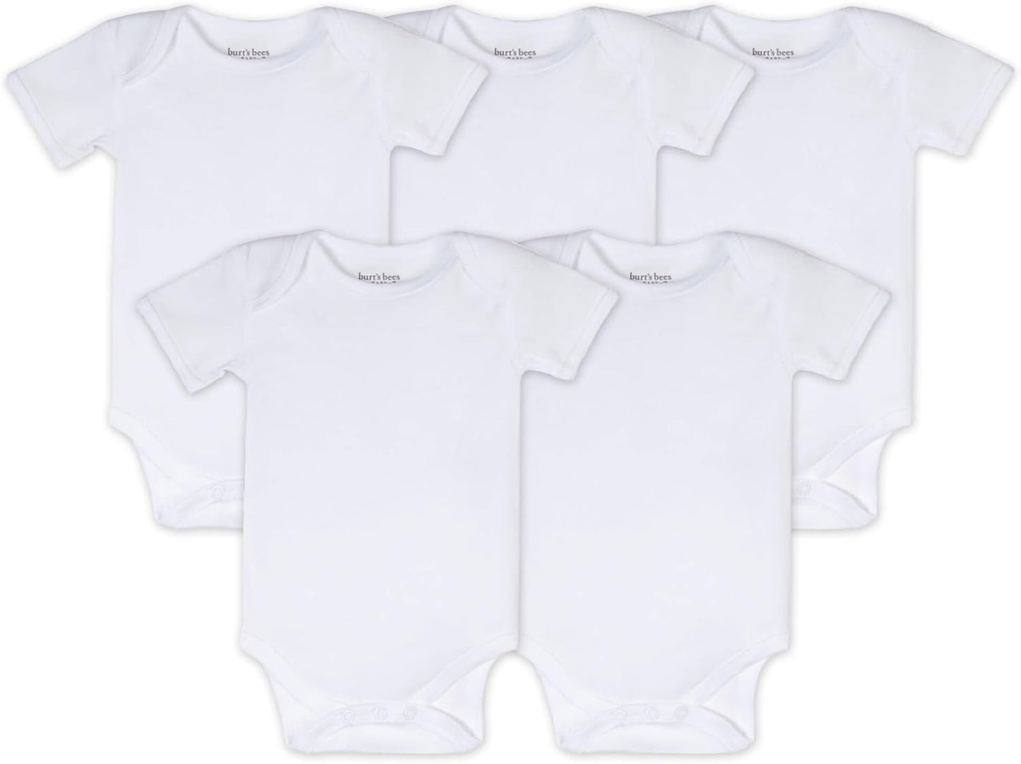 Burt's Bees Baby Unisex Organic Cotton Short and Long Sleeve Bodysuits, 5-Pack