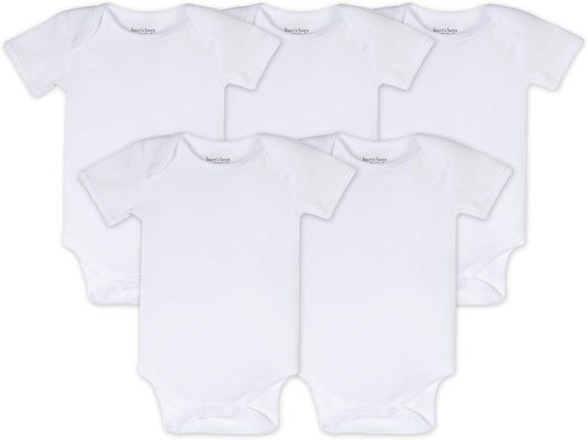 Burt's Bees Baby Unisex Organic Cotton Short and Long Sleeve Bodysuits, 5-Pack