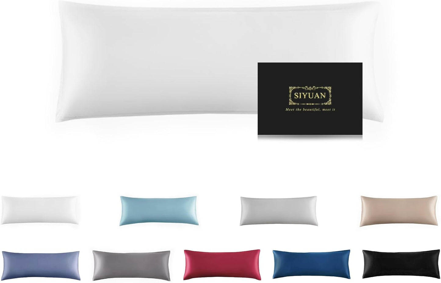 Mulberry Silk Pillowcase for Hair and Skin,Cooling Silk Pillow Case with Hidden Zipper,Allergen Proof Dual Sides Soft Breathable Smooth Silk Pillow Cover for Women (White, Body)