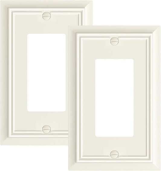 2-Pack Decorator Wall Plate Cover, Light Almond Decorative Switch Plates and Outlet Covers, Durable Natural Bamboo Fiber Wall Plates for Electrical Outlets, Receptacle, GFCI Outlet, Dimmer Switch
