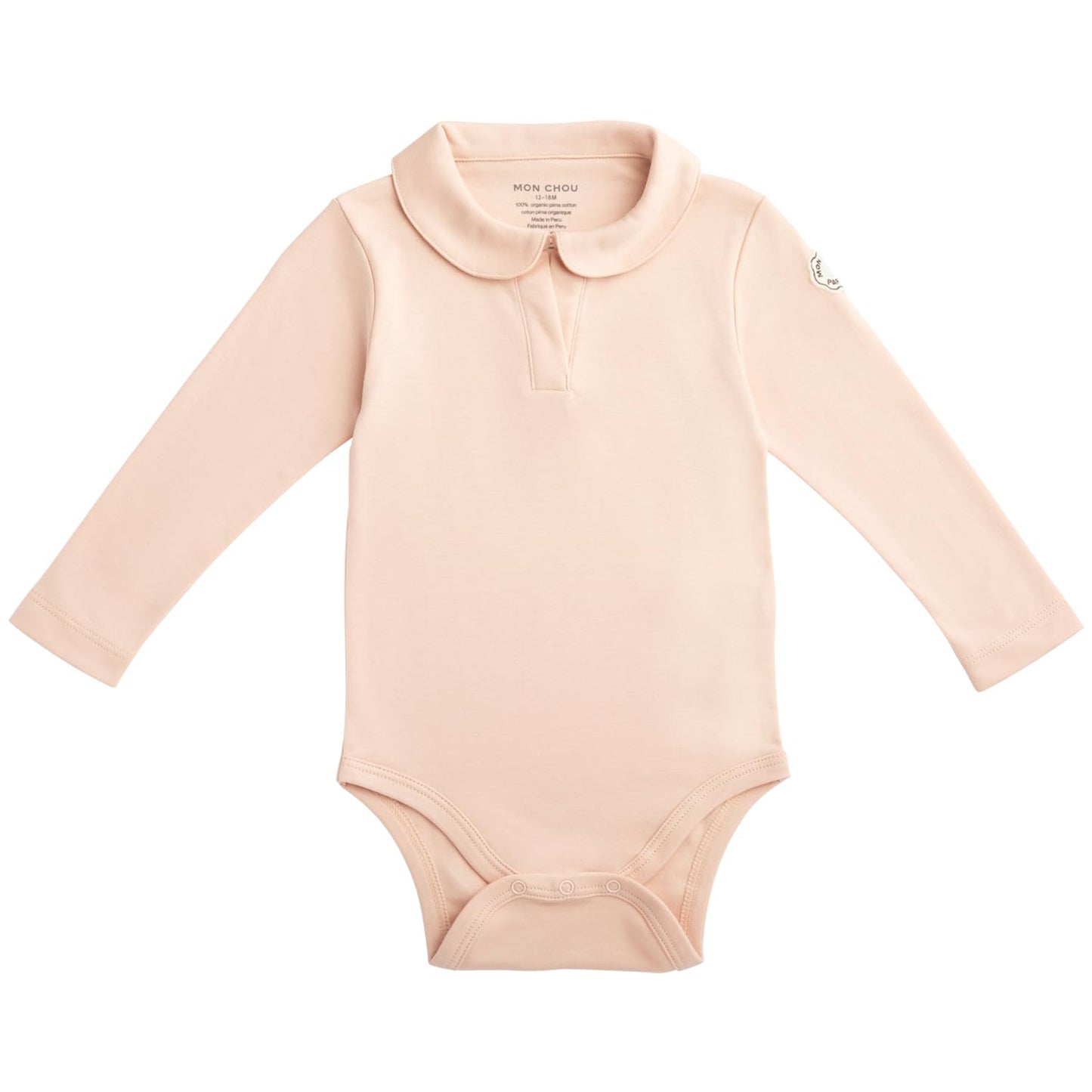 MON CHOU Premium Long Sleeve Bodysuit - Luxuriously Soft, 100% Pima Cotton Baby Bodysuit with Collar - Organic Cotton Baby Clothes (Bloom, 9-12 Months)