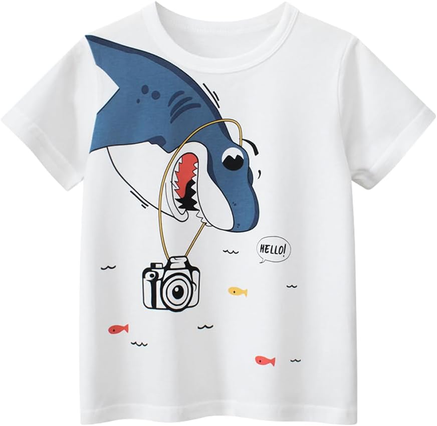 Boys' 4-Pack Excavator Short Sleeve Crewneck T-Shirts Top Tee Size 2-7 Years Toddler Boys' Value Pack Cotton T-Shirt