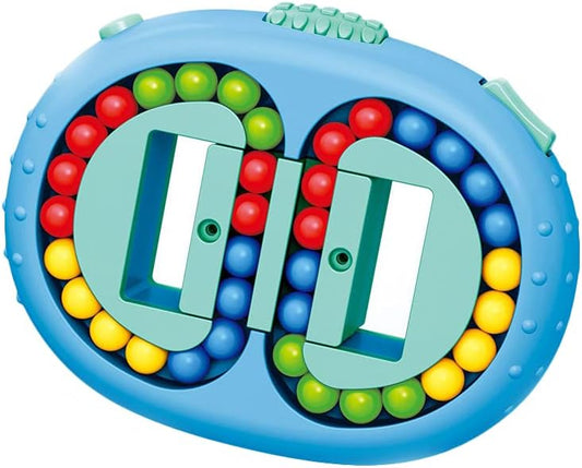 Rotating Magic Bean Cube Spinner Fidget Toys,Stress Relief Gifts Fidget Puzzles for Adults Kids,Anxiety Relief Autism Learning & Education Toys,Double Flip Handheld Puzzle Cube Toys(Blue)