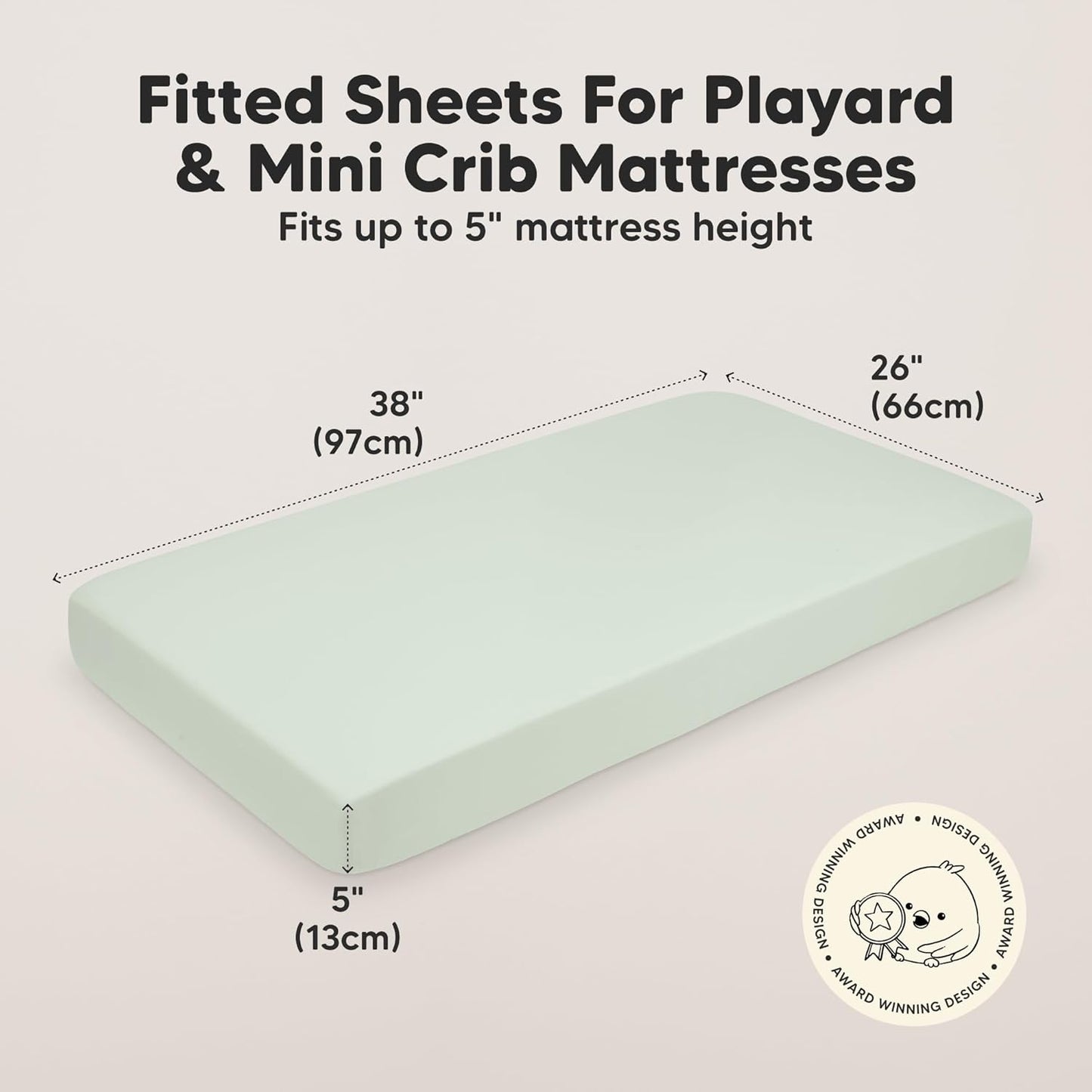 2-Pack Mini Crib Sheets Fitted - 38x26 Pack N Play Sheets for Pack and Play Mattress, Organic Cotton, Soft & Breathable Playard Bedding, Neutral Mini Toddler Bed Cover for Boys, Girls (Wildflowers)