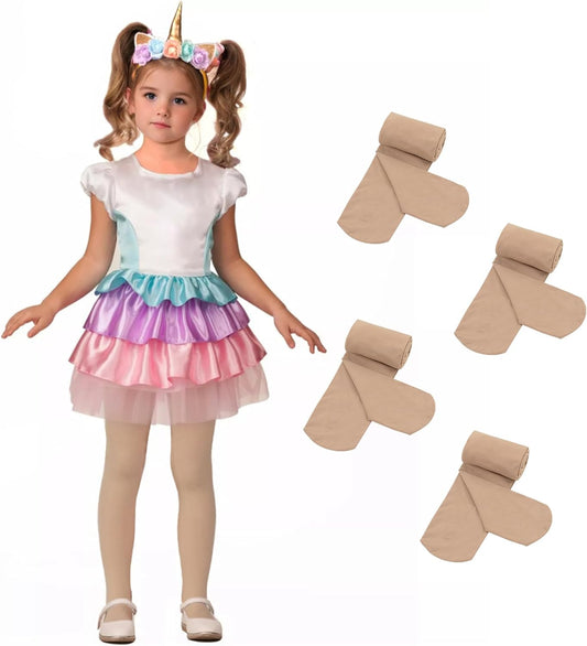 Zando 4 Pairs Tights for Girls Ultra Soft Velvet Dance Tights for Girls Ballet Gymnastics School Uniform 1-14 Years